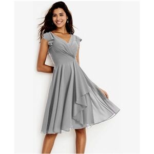 NEW Cambridge Grey Chiffon Fit & Flare Formal Dress - Size 14 Womens